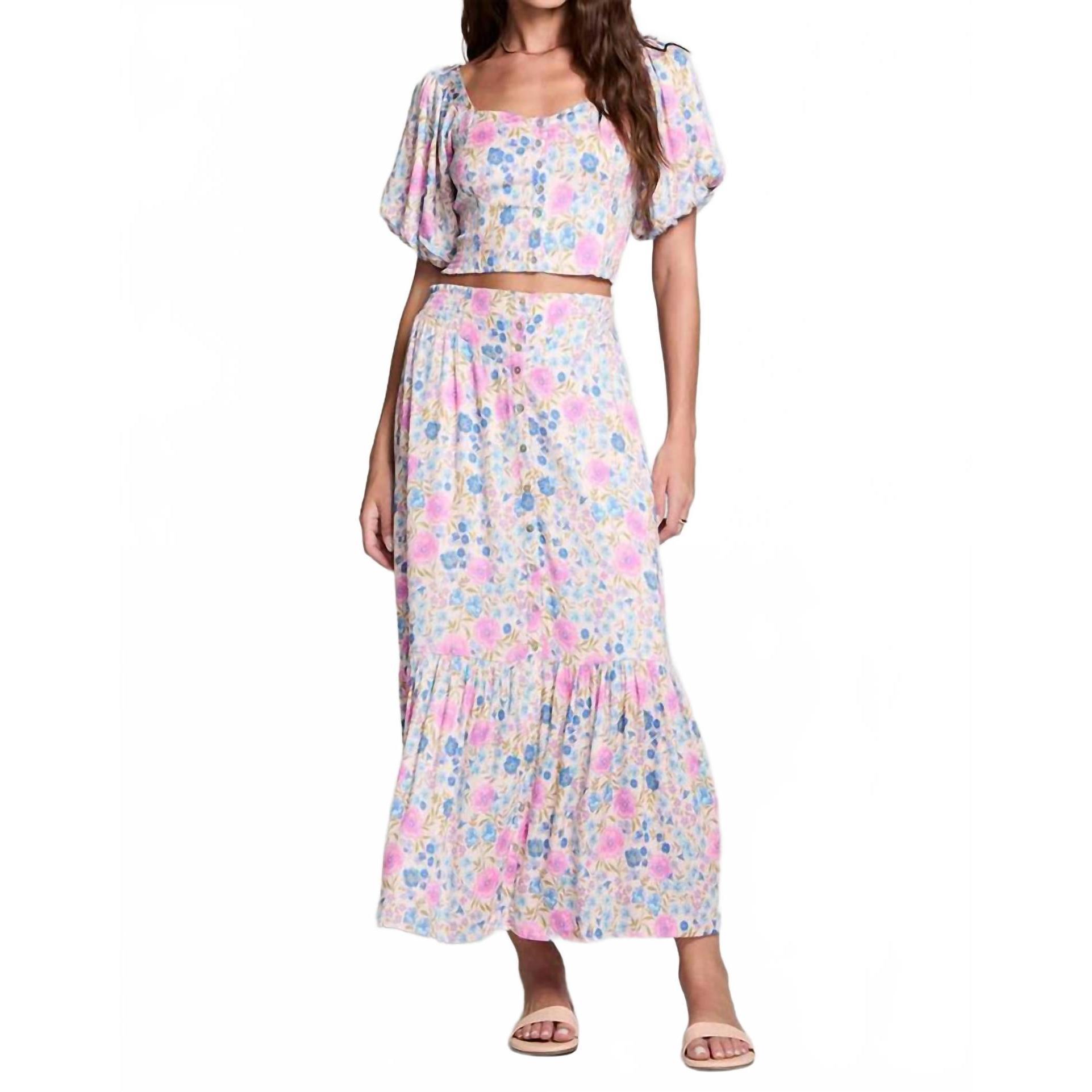 New Saltwater Luxe Dagney Midi Skirt In Pink Print